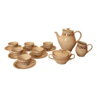Coffee Service with Gilt Decorations by Richard Ginori, 1960s, Set of 9 For Sale