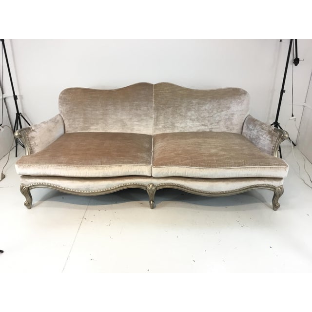 Caracole Transitional Silver And Taupe Velevt Sofa Chairish