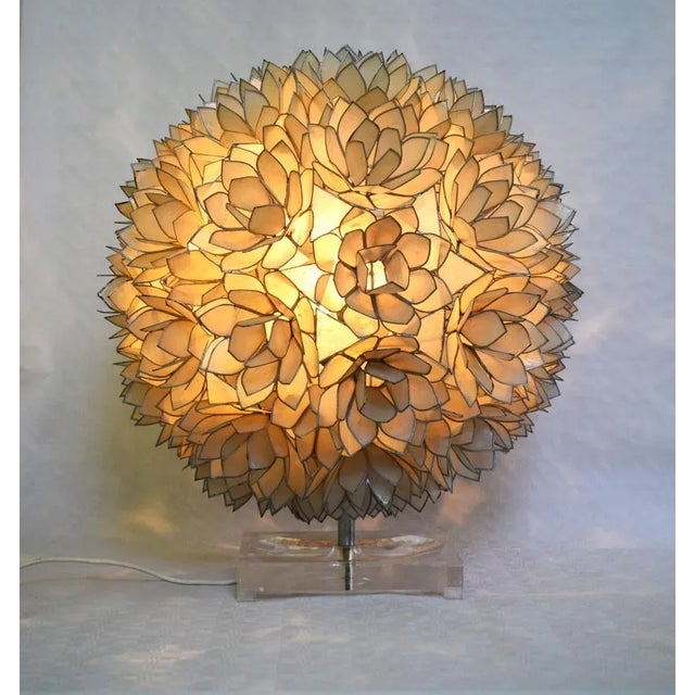 Large Capiz Lotus Ball Table Lamp from Rausch, 1960s For Sale - Image 11 of 11