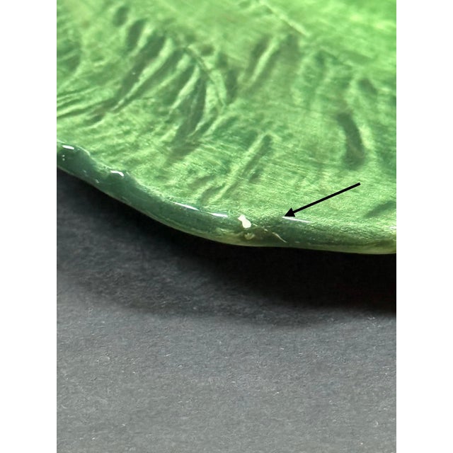 Ceramic Italian Majolica Green Leaf Ceramic Platter For Sale - Image 7 of 7