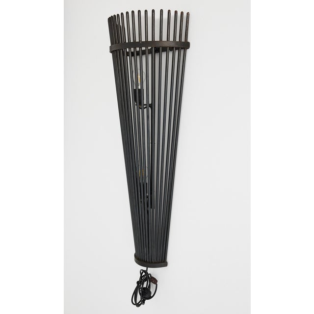 Dark Gray Set of Three Monumental Modernist Steel Rod Wall Sconces, Switzerland For Sale - Image 8 of 16