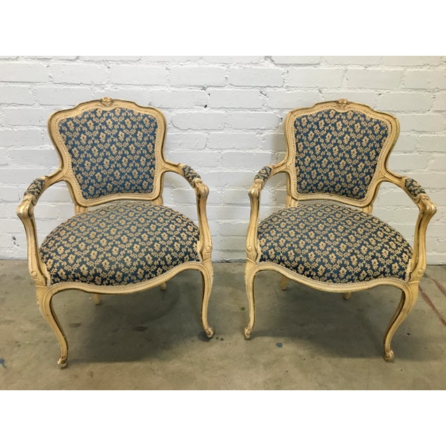 Antique Upholstered French Fauteuil Armchairs - a Pair For Sale - Image 10 of 10