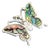 1990s Abalone Framed in Silver Tone Butterfly Pendant For Sale