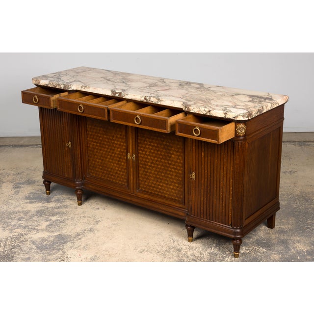 Wood Late 19th Century French Louis XVI Oak & Marble Sideboard by Haentges Freres For Sale - Image 7 of 18