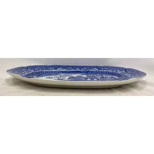 Antique Allerton’s Ltd Blue Willow Serving Platter Made in England - Circa 1830’s For Sale In Dallas - Image 6 of 12
