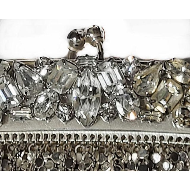 Whiting & Davis Whiting & Davis Silver-Tone Mesh Purse Clutch Rhinestone Frame With Change Purse - Art Deco For Sale - Image 4 of 8