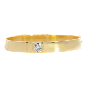 Vintage Egl Certified 2.01ct Brilliant Cut Diamond Bezel 18k Yellow Gold Bangle