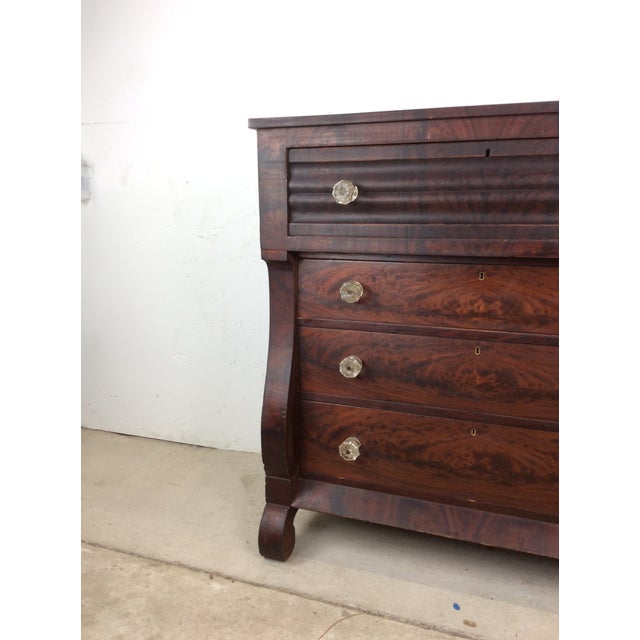 Traditional Antique Empire Mahogany Chest of Drawers With Glass Hardware For Sale - Image 3 of 18
