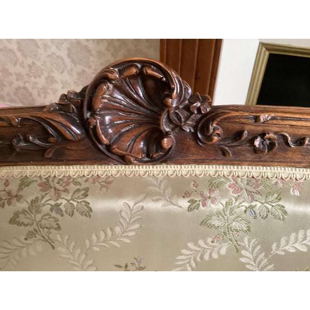 1920s Elegant French Settee W/ Silk Brocade For Sale - Image 5 of 10