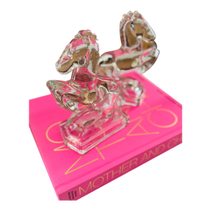 Vintage Mid Century Heavy Pressed Glass Horse Bookends by Le Smith- Pair of Horse Bookends