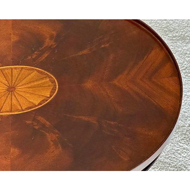 Vintage Council Craftsmen Furniture Drinks Table With Inlaid Fan Motif For Sale - Image 4 of 10
