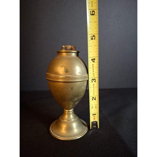 Antique 1840s Spun Brass Standalone Lard / Burning Fluid Lamp Flat Wick Burner For Sale - Image 15 of 16
