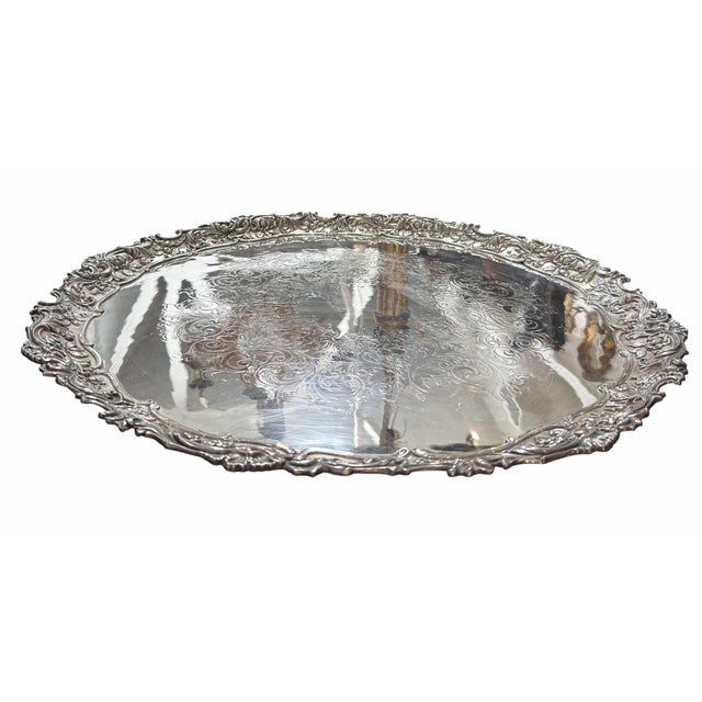 18th C Style Boulton & Matt 24” Round Sheffield Silver Salver Tray.