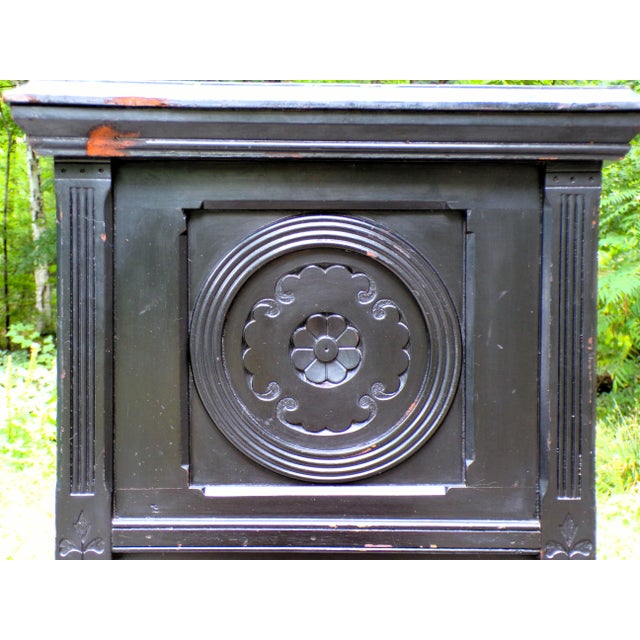 Antique Carved Black Ebonized Aesthetic Movement Victorian Entry Table For Sale - Image 17 of 18