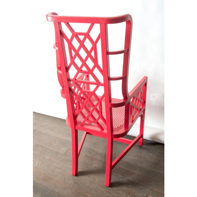 Tall Chinese Chippendale Wingback Arm Chair For Sale In New York - Image 6 of 8
