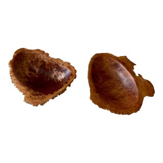 Australian Eucalyptus Burl Wood Bowls, a Pair For Sale
