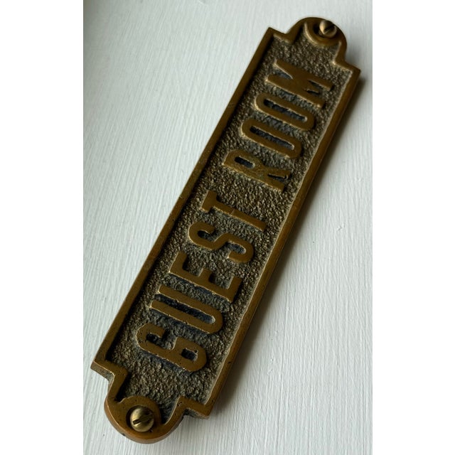 Vintage Solid Brass 'Guest Room Door Sign Plaque For Sale - Image 4 of 12