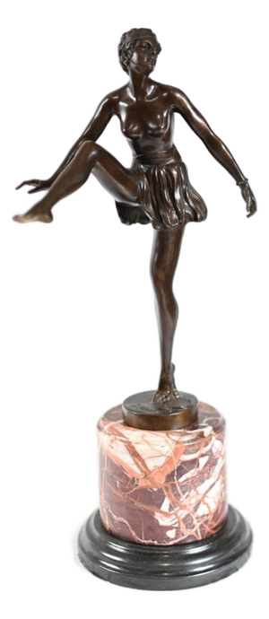 Art Deco Bronze Flapper Dancer Statue after Alonzo, 1920s-1940s