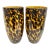 Early 21st Century Tortoise Shell or Leopard Layered Glass 12” Vases - A Pair For Sale