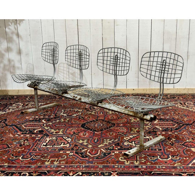 Four-seater bench by Michel Cadestin, trellis series made in the 70s for Beaubourg - L=1m95 HD=74cm HA=40cm D=50cm.