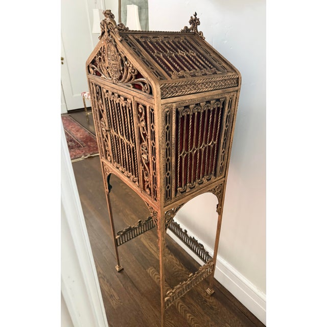 Metal Rare Antique Oscar Bach Gilt Bronze Mailbox Telephone Table For Sale - Image 7 of 9