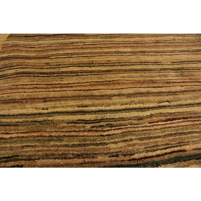 1990s Shabby Chic Tan/Green Hand-Knotted Wool Rug -3'0 X 4'9 For Sale In New York - Image 6 of 7