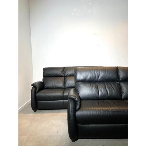 Animal Skin Black Leather 2-Seater and 3-Seater Sofas from Calia Italia, Set of 2 For Sale - Image 7 of 7