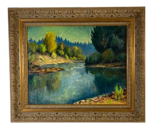 Vintage 1940's Oregon Landscape Painting by John Dominique