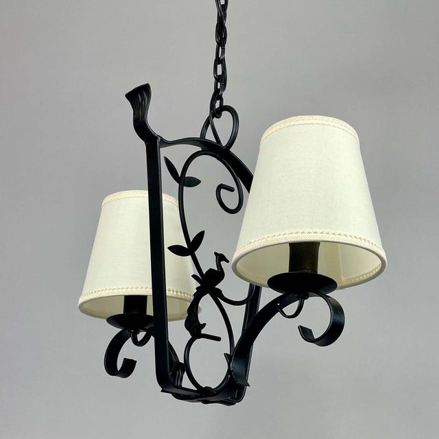 Art Deco Wrought Iron Pendant from Bjerkas Armatur, Sweden, 1930s-1940s For Sale - Image 3 of 18