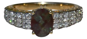 The Potentilla: Ladies 14K Gold Ring set with 1.05 CT Oregon Labradorite and 0.32CTW Diamonds