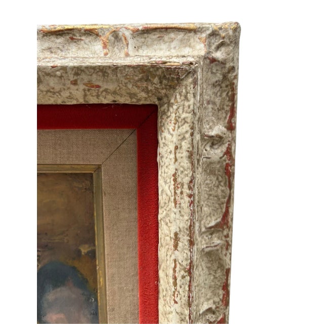 Textile Framed Oil on Canvas “Femmes en Bleu”, Signed Jacques Bartoli For Sale - Image 7 of 11