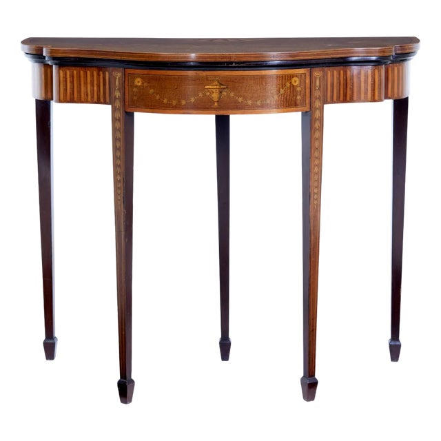 19th Century Sheraton Revival Inlaid Mahogany Card Table, 1880 For Sale