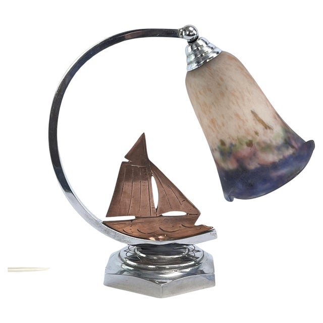 Art Deco Pate De Verre Table Lamp attributed to Muller Frères for Muller Frères, 1930s For Sale