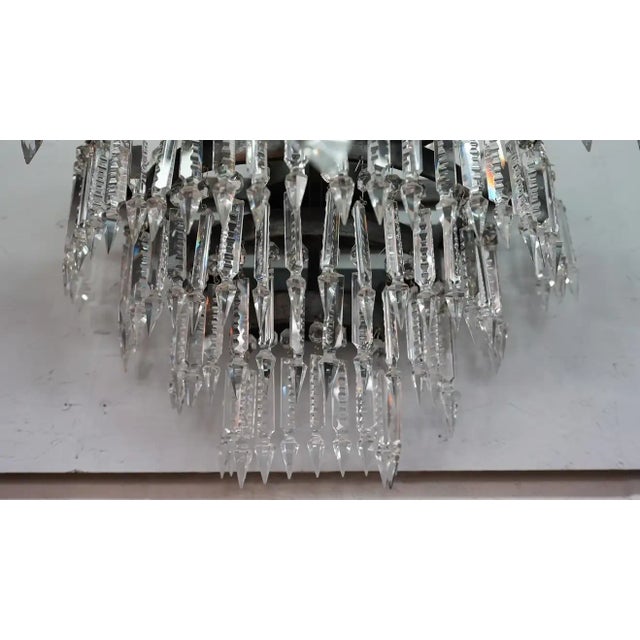 Niermann Weeks Empire Style Large Crystals and Metal Wall Sconce or Lantern For Sale - Image 10 of 12