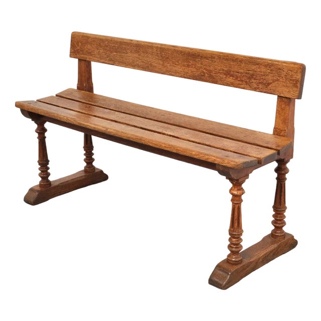 Antique Oak Bench, 1900s For Sale