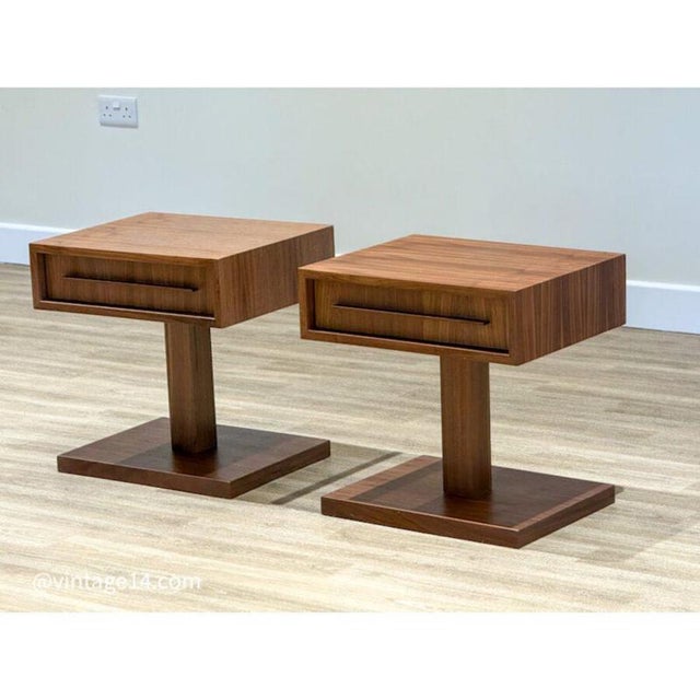 Mid-Century Modern Walnut Bedside Tables, Set of 2 For Sale - Image 14 of 14