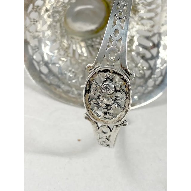 Late 19thC German Sterling Silver Pierced Basket W/Glass For Sale - Image 11 of 13