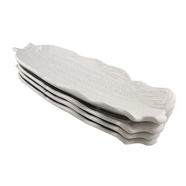 Set of 4 Vintage White Ceramic Corn Dishes, Mid-Century Corn Holders For Sale - Image 9 of 10