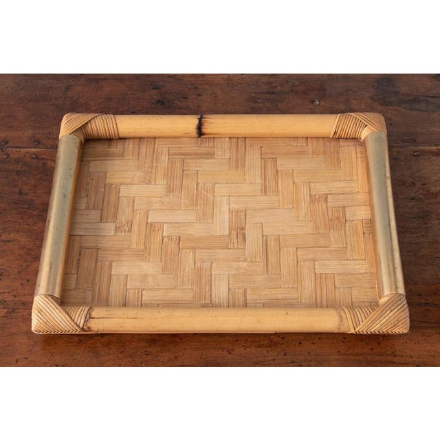 Wood Bamboo and Brass Tray from Vivai Del Sud, 1970s For Sale - Image 7 of 10