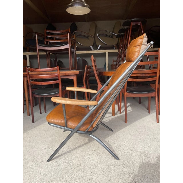 Metal Vintage Lounge Chair in Tan Leather For Sale - Image 7 of 11