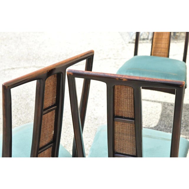 John Stuart Vintage John Stuart Cane Back Mid Century Modern Asian Dining Chairs - Set of 10 For Sale - Image 4 of 12