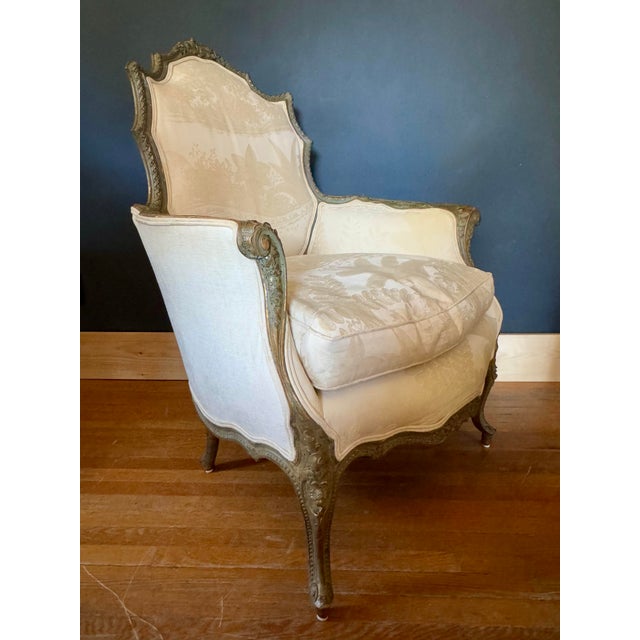 Wood 19th Century Gilt Louis XV Bergere For Sale - Image 7 of 11