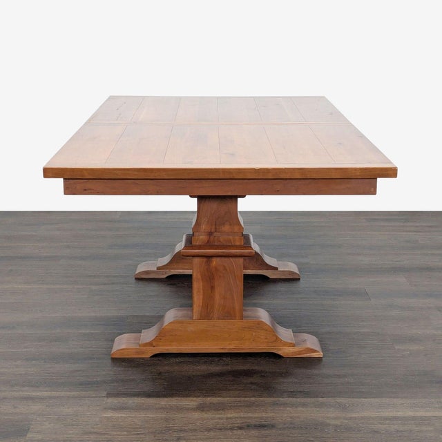 Amish Tables Cherry Trestle Dining Table With Self-Storing Leaves For Sale In San Francisco - Image 6 of 11