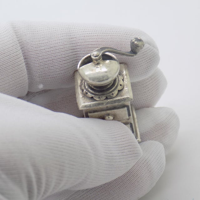Silver Vintage Italian Handmade Silver Raspini Branded Grinder Dollhouse Miniatura, Made in Tuscany For Sale - Image 8 of 10