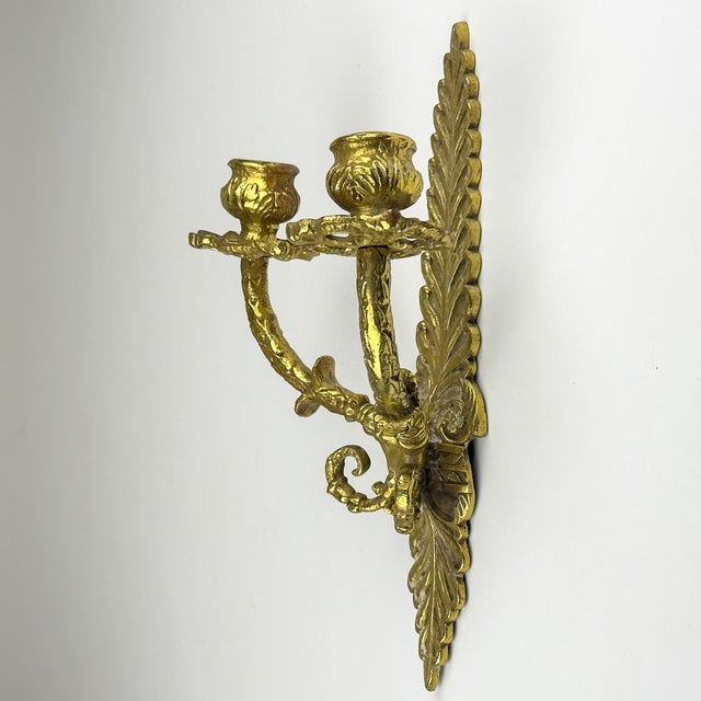 Metal Antique Empire Bronze Wall Candle Sconce, Italy, Late 19th Century For Sale - Image 7 of 18