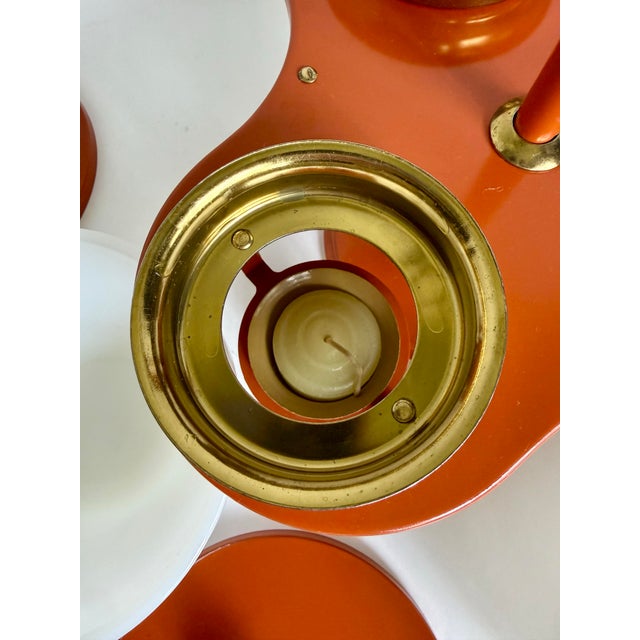 Mid-Century Modern Space Age Rotating Condiment Server With Fire-King Milk Glass Bowls For Sale - Image 10 of 11