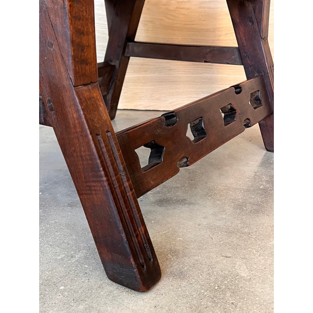 19th Century Spanish Pair of Colonial Carved Armchairs With Leather Seat & Back For Sale - Image 12 of 12