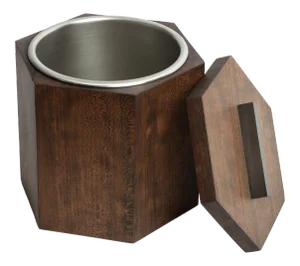Ebonized Cherry Wood Ice Bucket Black Patina Steel Hardware by Alabama Sawyer