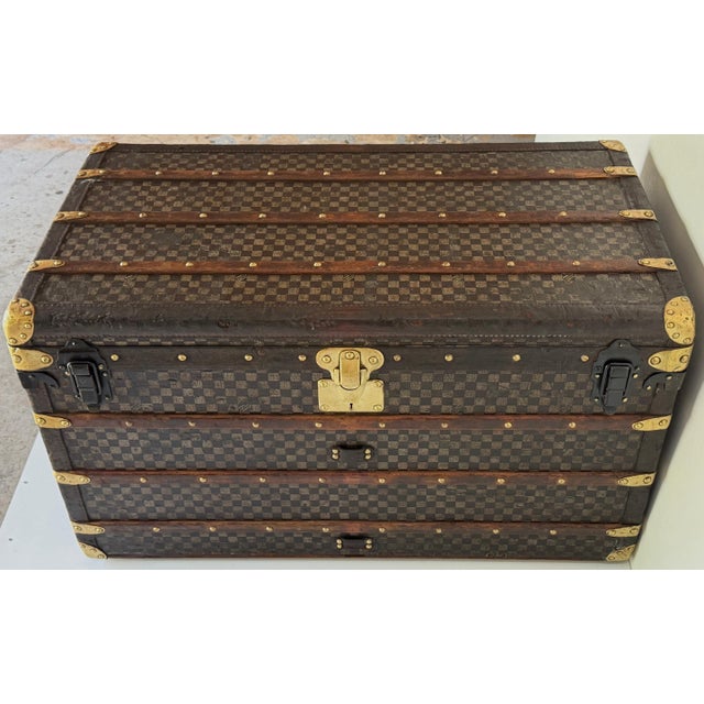 Early Louis Vuitton Damier Canvas Steamer Trunk with Provenance to Charles Bradley of the Ballantine Family An exceptional...