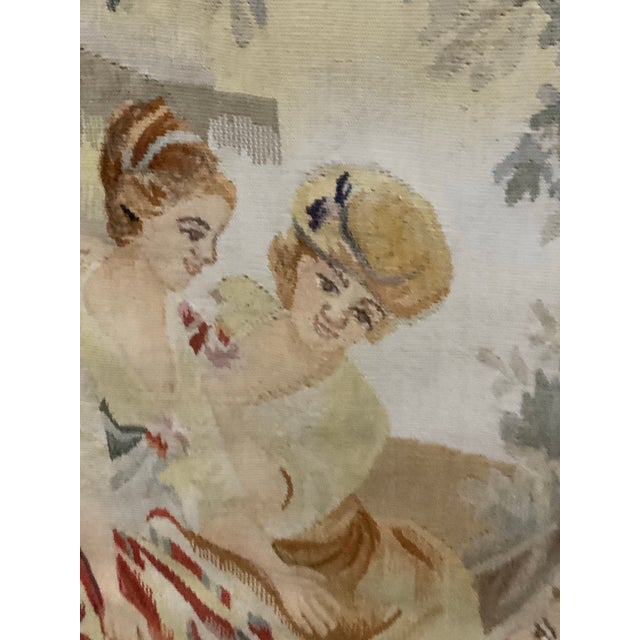 Large Vintage Figural Aubusson Pastoral Tapestry 50” X 72” Appearing to Be Handwoven Wool - A True Focal Point, Statement Piece - See Pics! For Sale In New Orleans - Image 6 of 11